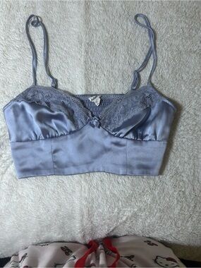 Garage Lavender Satin Lace Crop Bralette